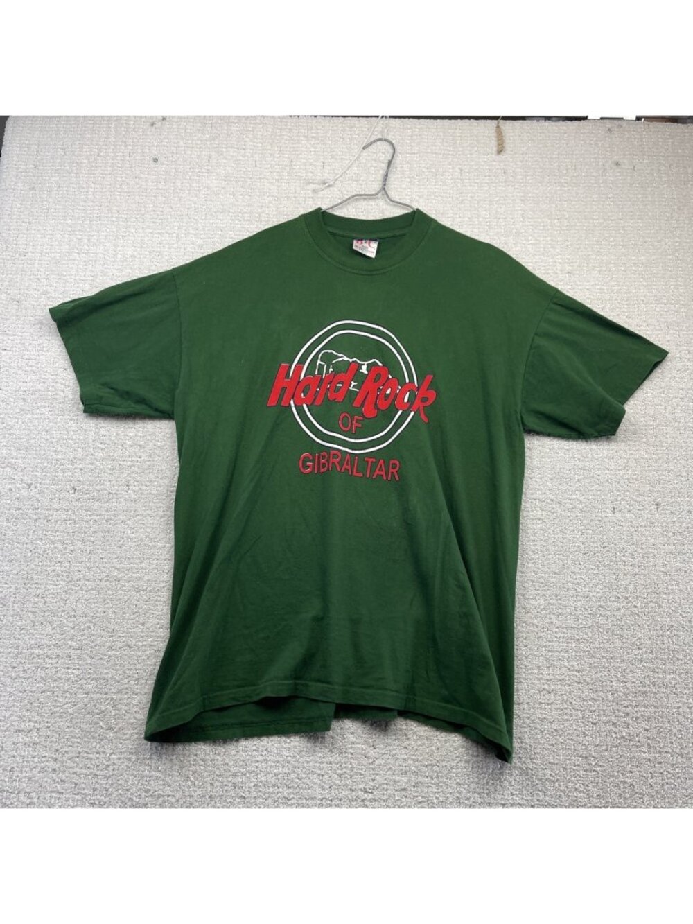 Vintage Hard Rock of Gibraltar Pine Green Grahpic Tee T-Shirt Men Sz 2XL Grunge